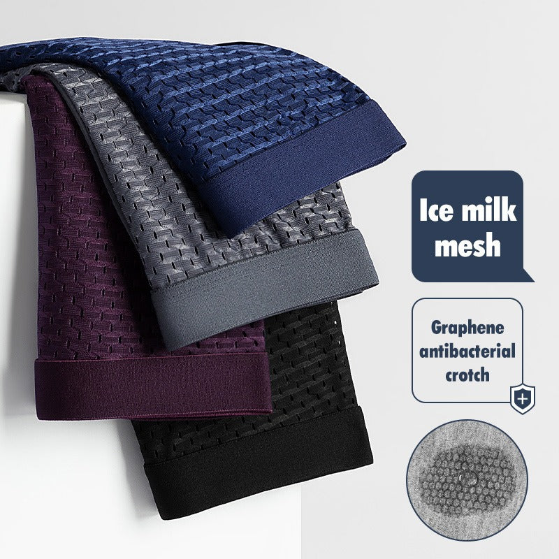NEW DRIP! HOT! Mesh ice silk mesh underwear for men's square angle underwear