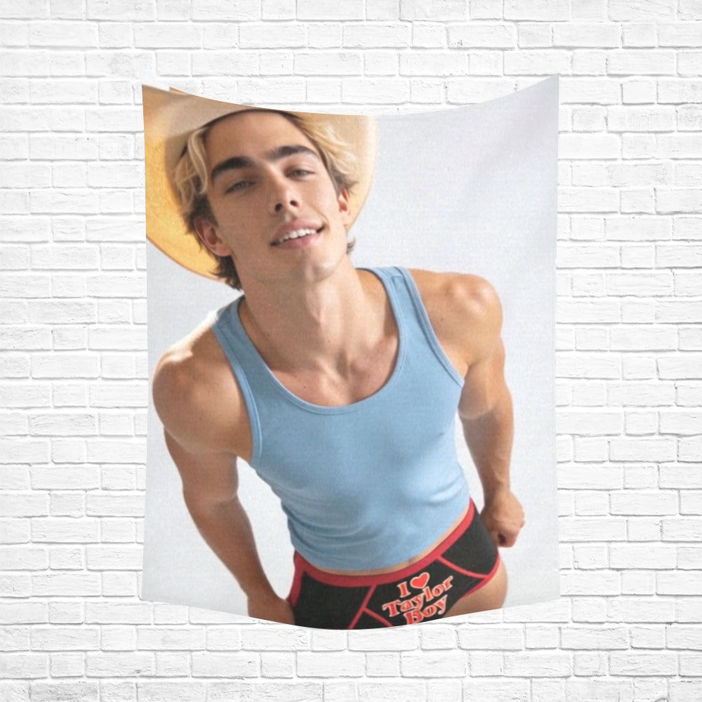 Taylor Boy™ 60"x80" Cotton Linen Wall Tapestry — Clean, Bold, Fan‑Ready