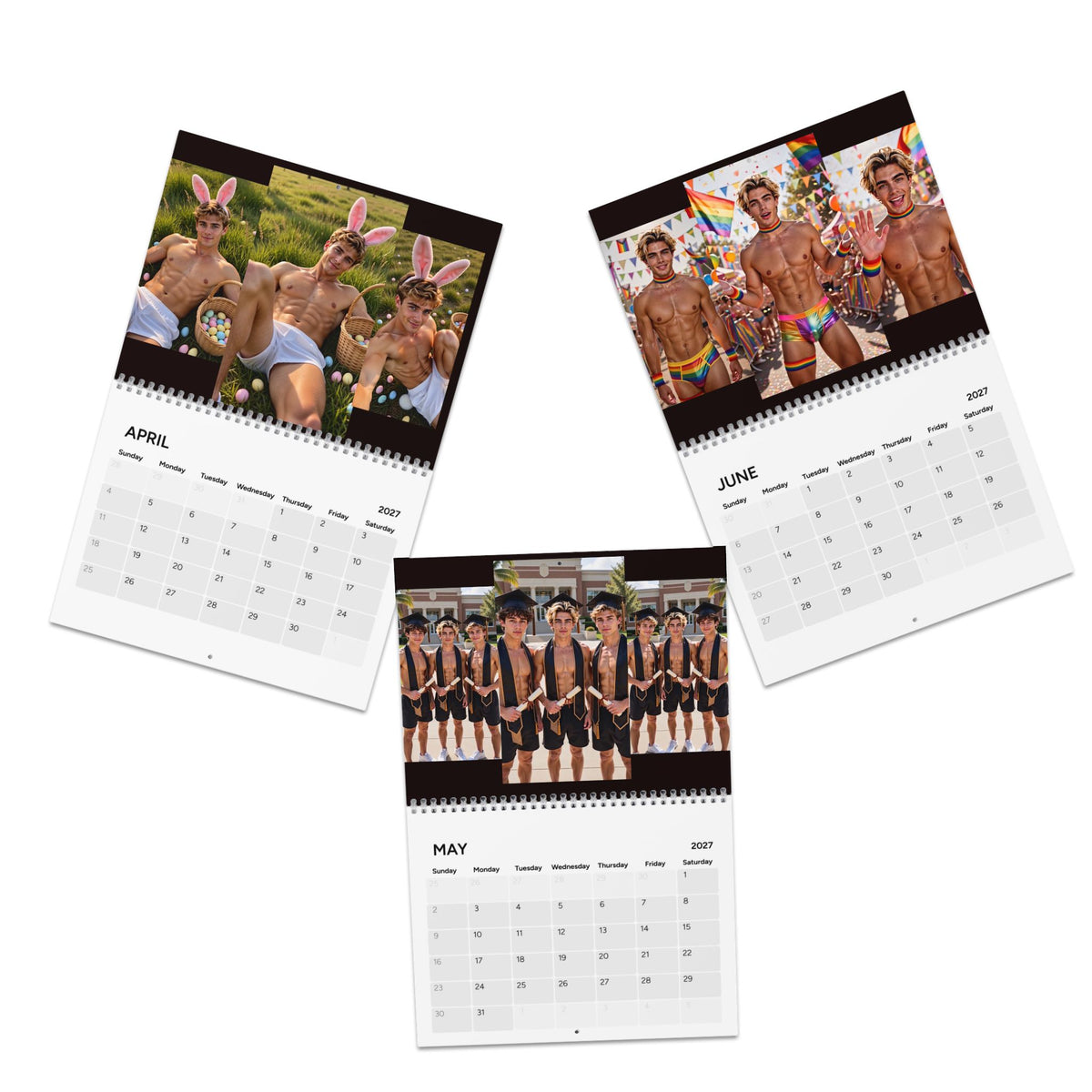Bussy Brand Boys™ 2027 Fan Calendar — Bold Collage Art Featuring Taylor Boy, Milo & EKO