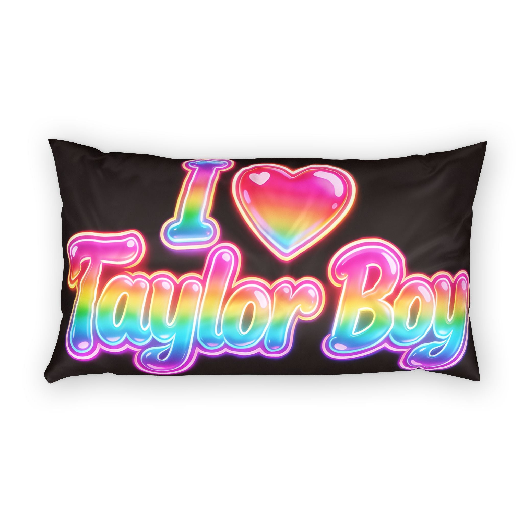 I Heart Taylor Boy Pillow Sham — Rainbow Retro Graphic Cotton Pillowcase