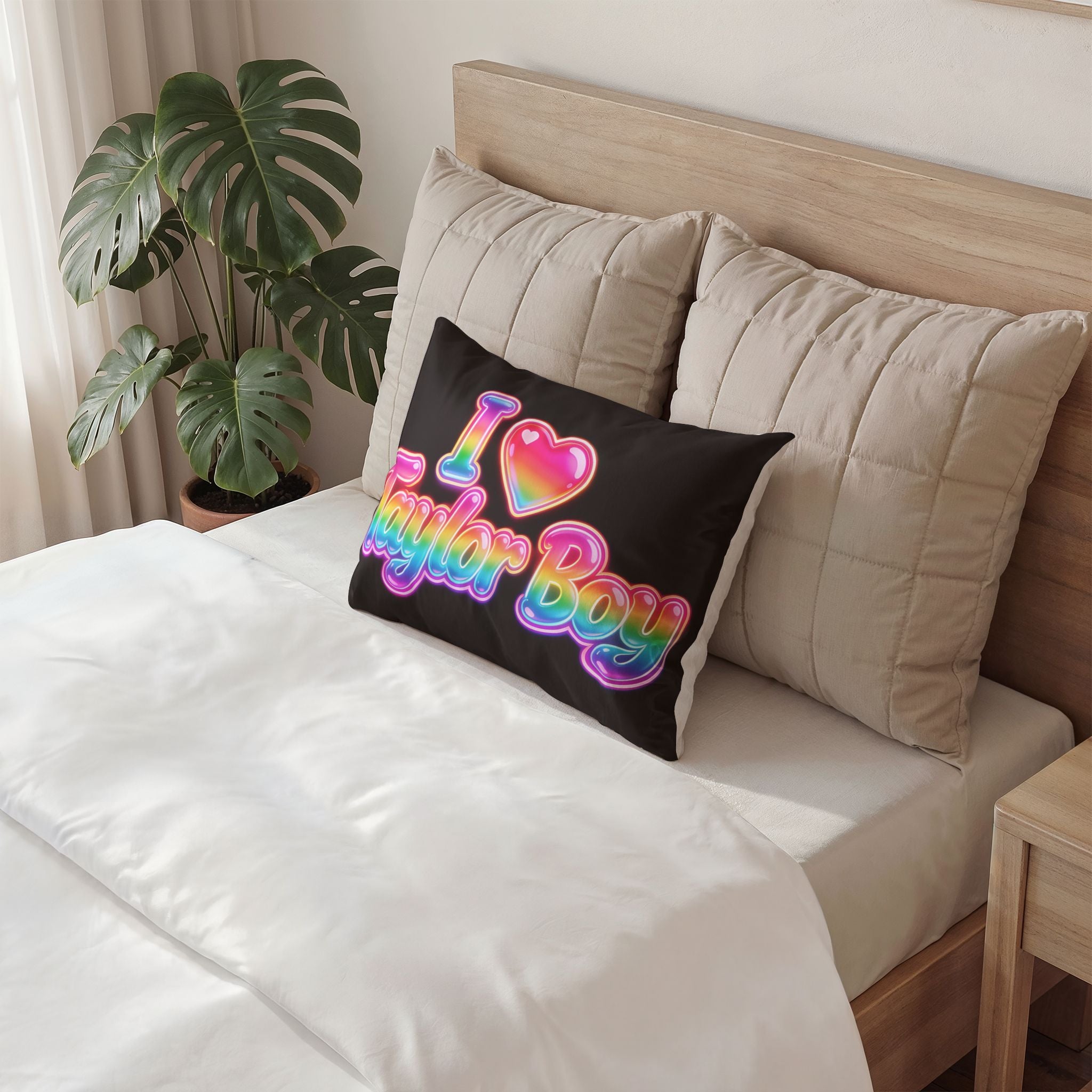 I Heart Taylor Boy Pillow Sham — Rainbow Retro Graphic Cotton Pillowcase