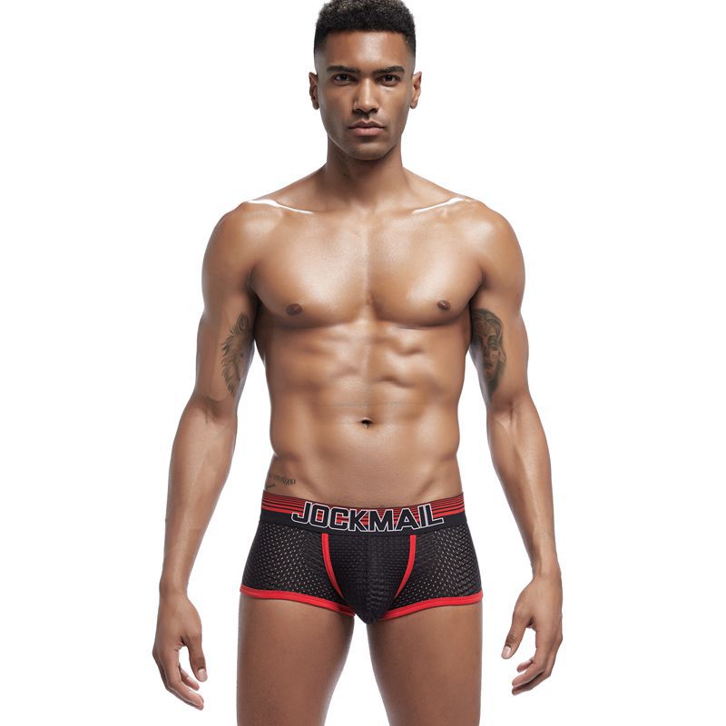 JOCKMAIL Mesh quick drying underwear for men, ice silk breathable youth square toe underwear, men's sanitary pants