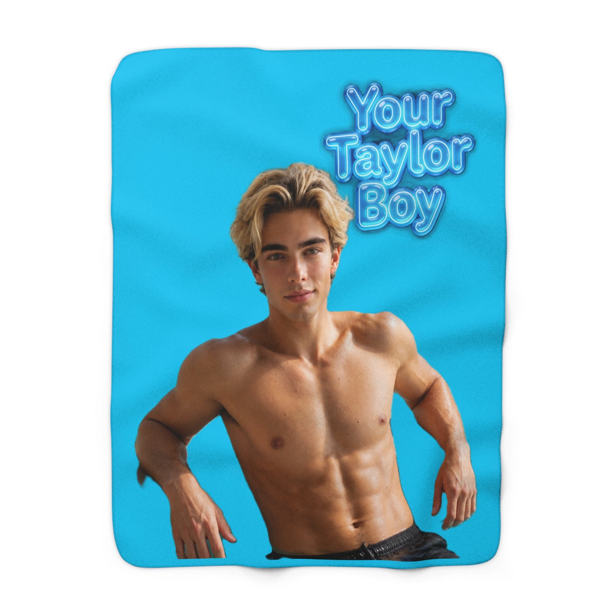 Sherpa Blanket — "Your Taylor Boy" Blue Photo Throw