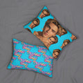 'Taylor Boy' Blue Lumbar Pillow — Taylor Winking Face Pattern Throw Pillow
