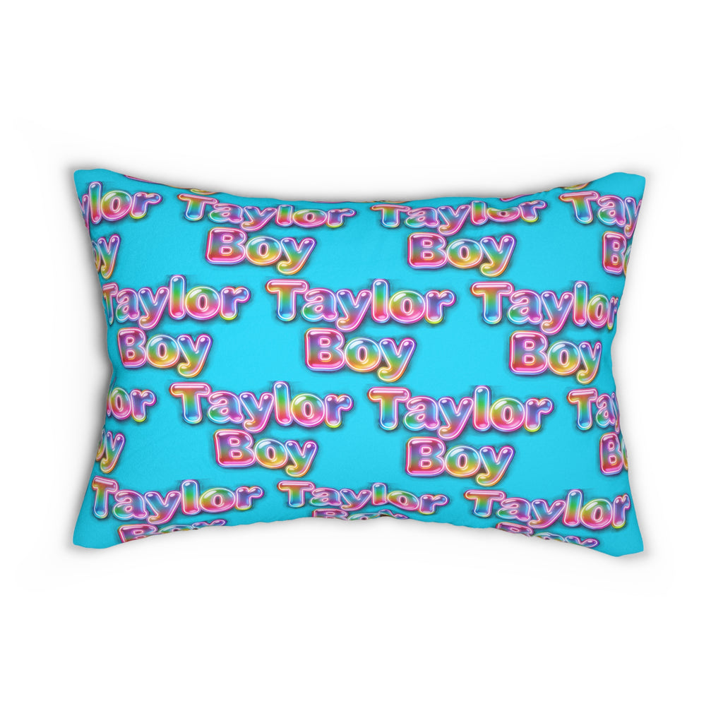 'Taylor Boy' Blue Lumbar Pillow — Taylor Winking Face Pattern Throw Pillow