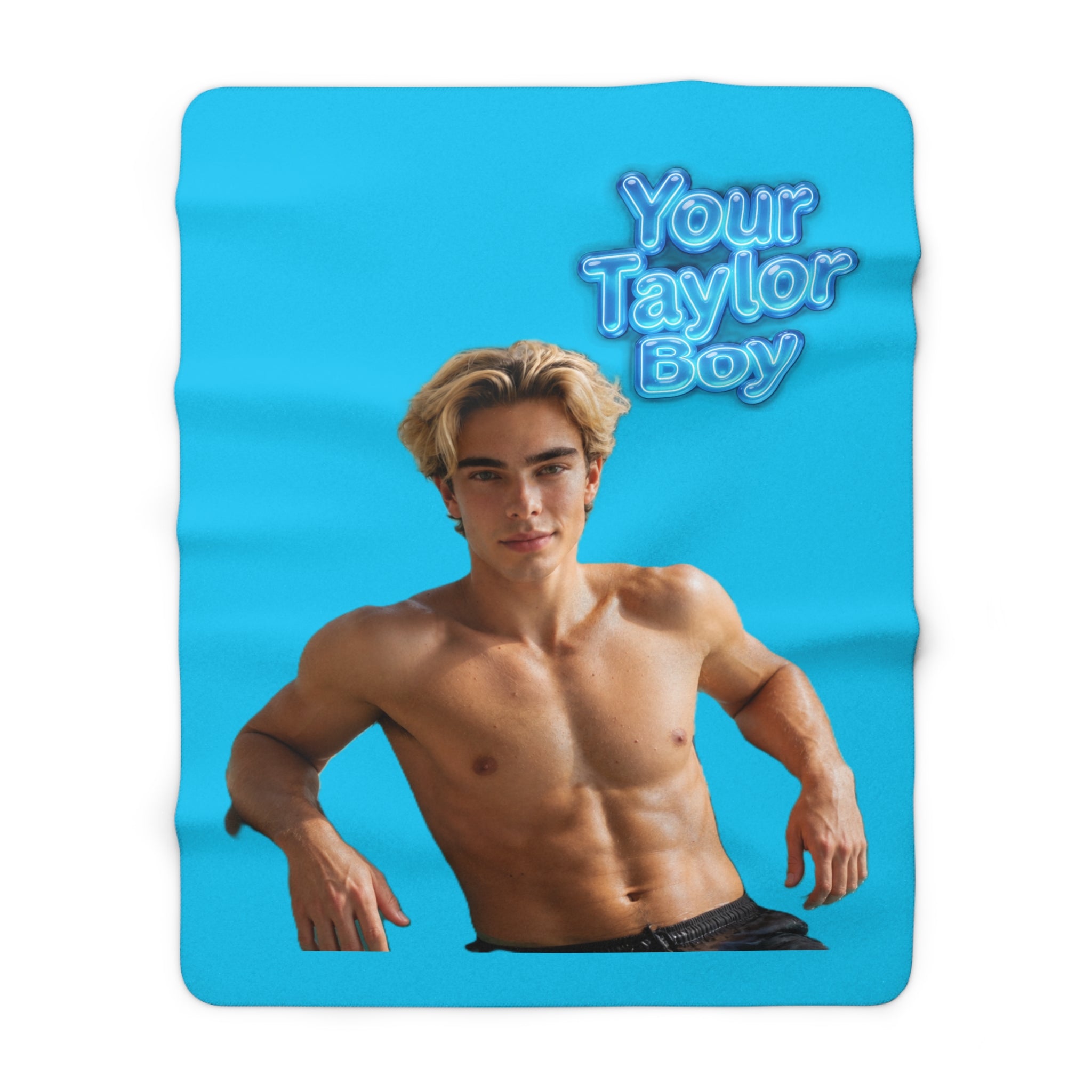 Sherpa Blanket — "Your Taylor Boy" Blue Photo Throw