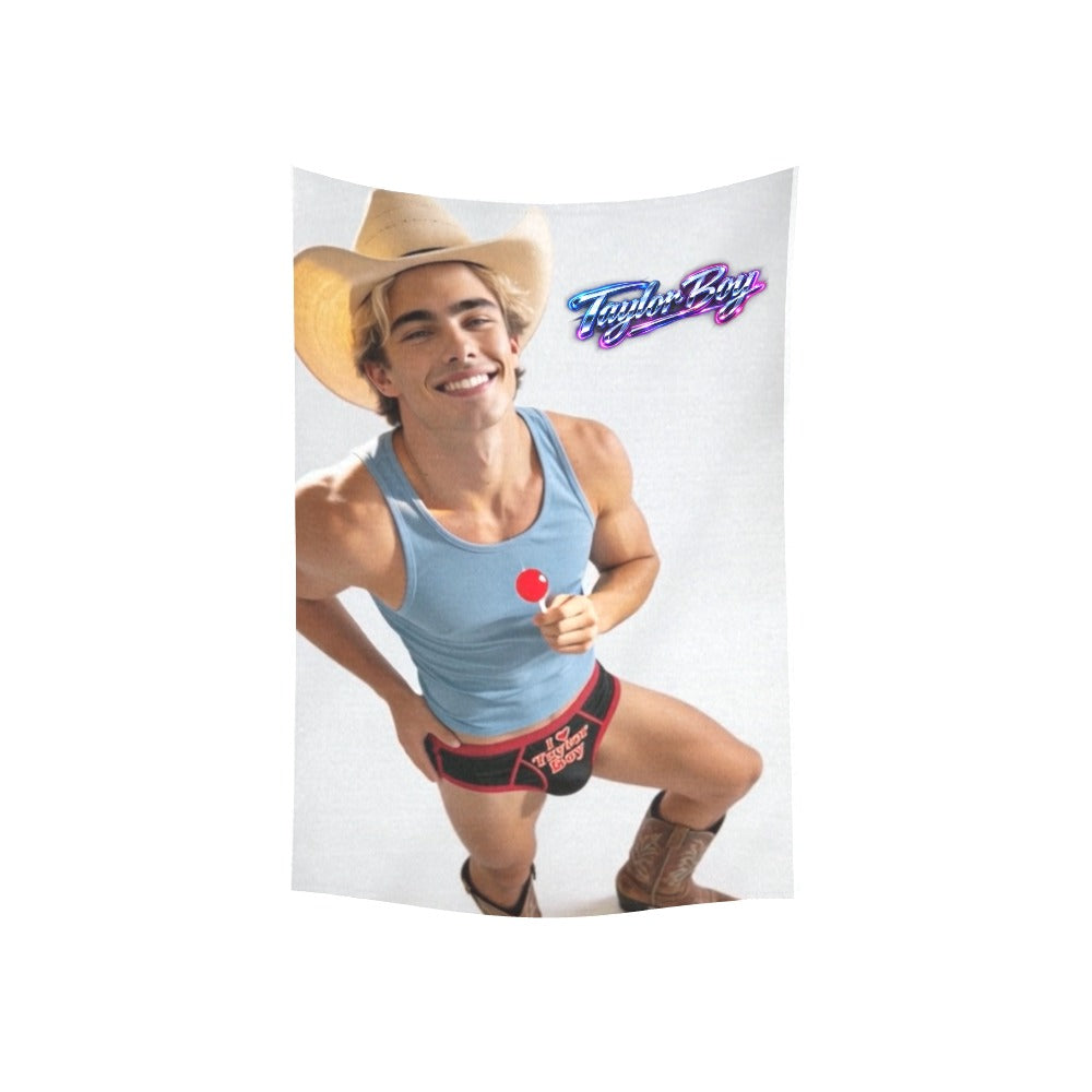 Taylor Boy™ Vertical Cotton Linen Tapestry — 40"x60" Fan‑Ready