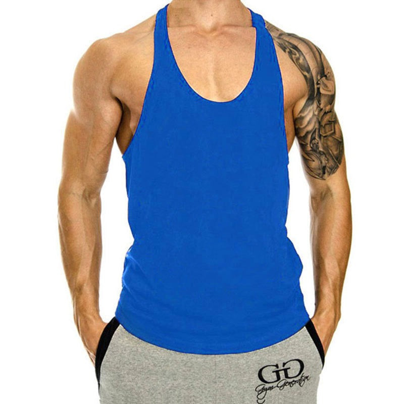 Fitness Tank Mens Loose Training Racerback Sleeveless Cotton Basketball Sports Tank Top Bodybuilding Trend