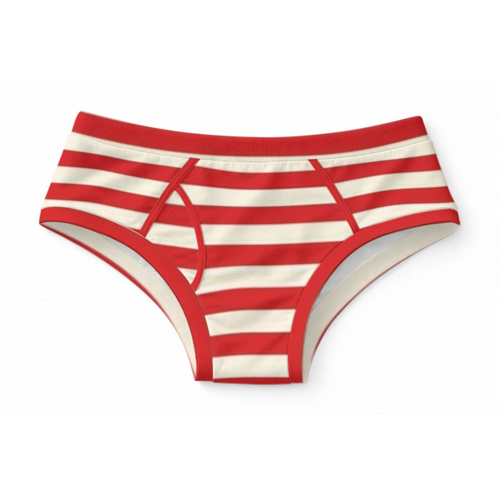 Red & Cream Stripe Men's Brief|Cotton