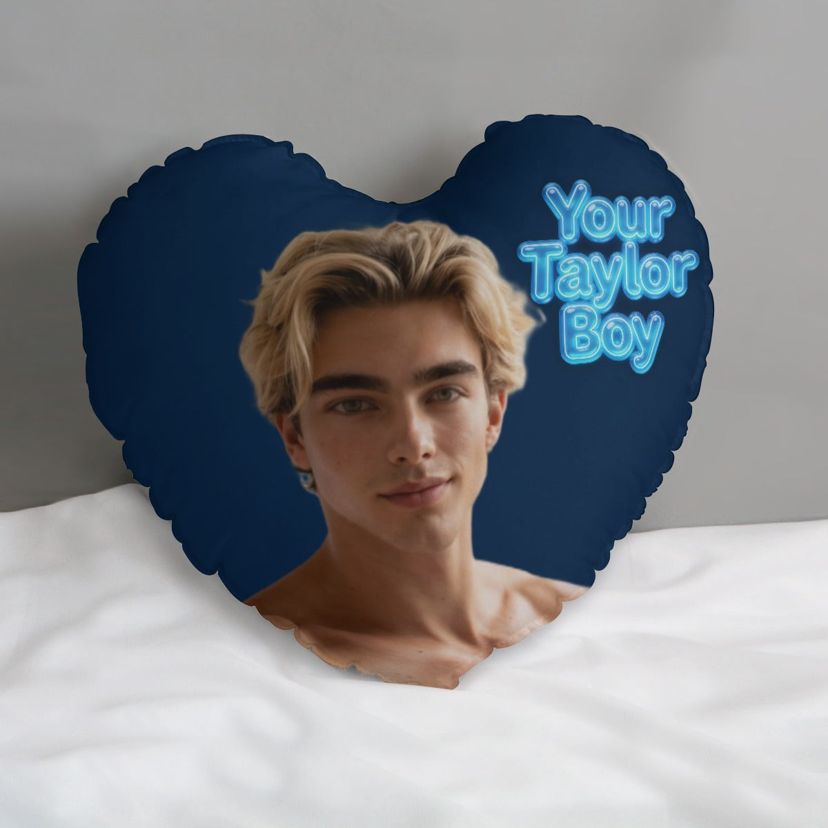 Your Taylor Boy Navy Blue Heart-shaped pillow