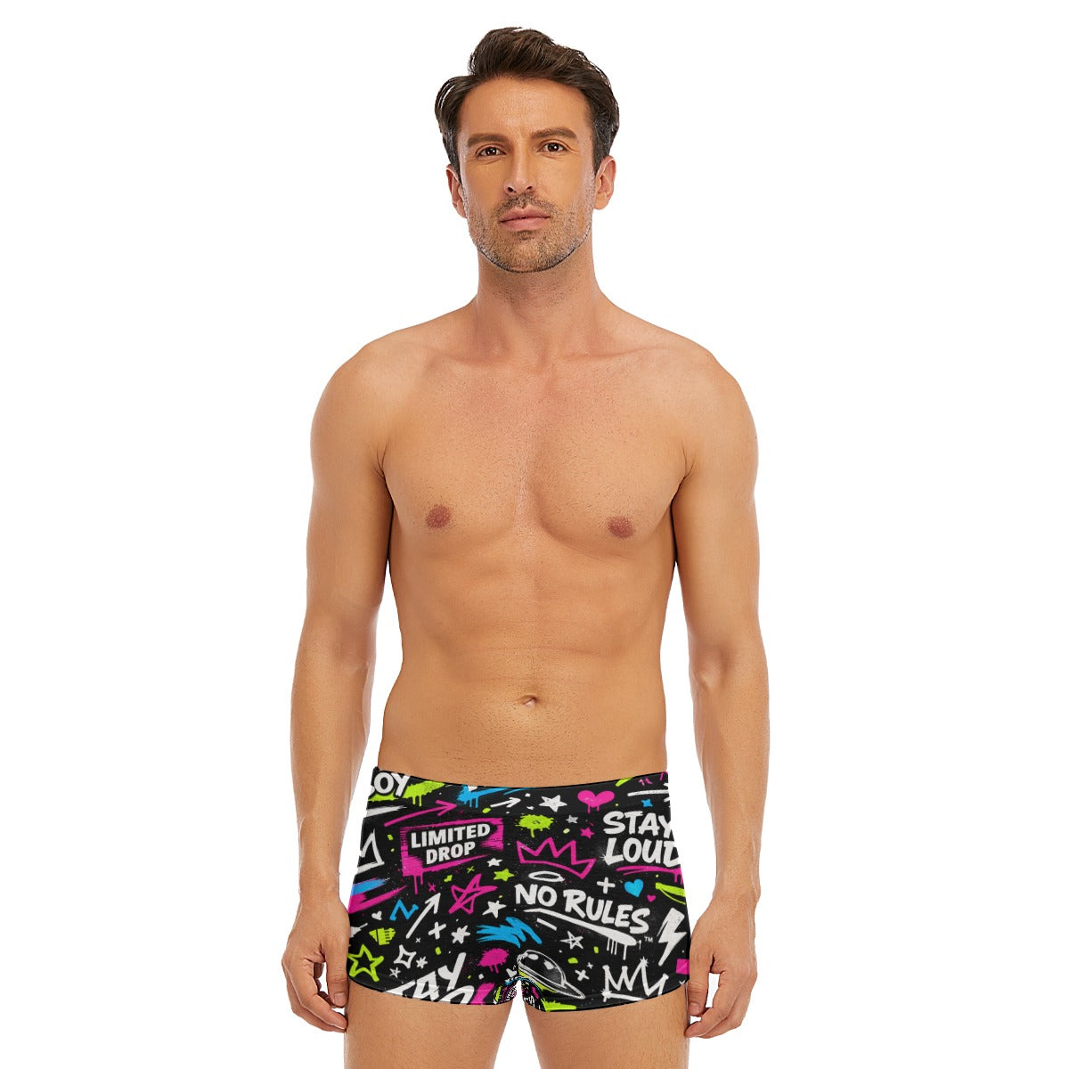 Graffiti Style Men's Short Boxer Briefs