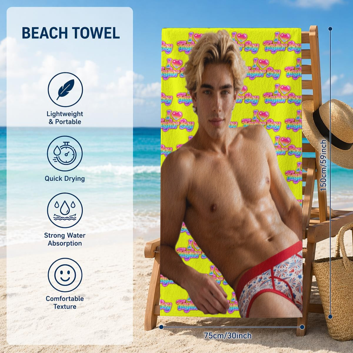 Wrap Up in ❤️ Taylor Boy™ Adult Beach Towel