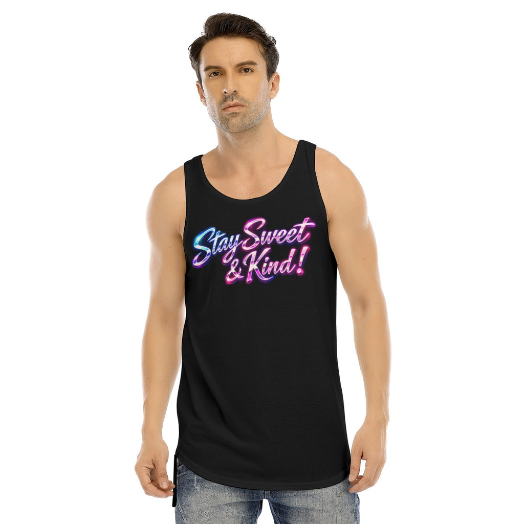 Taylor Boy™ Signature Quote (Stay Sweet & Kind) Longline Tank — Curved Hem Fit