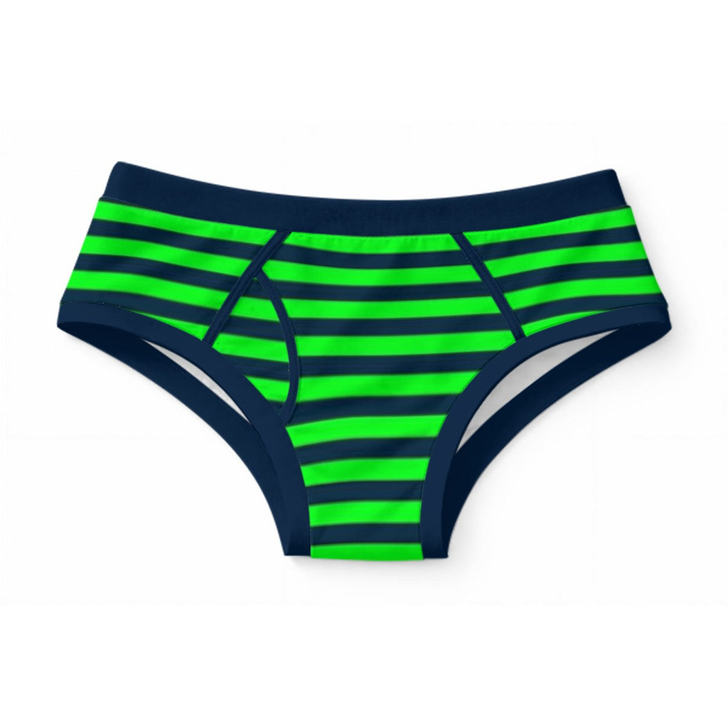 Taylor Boy Neon Green & Navy Striped Men's Briefs|Cotton