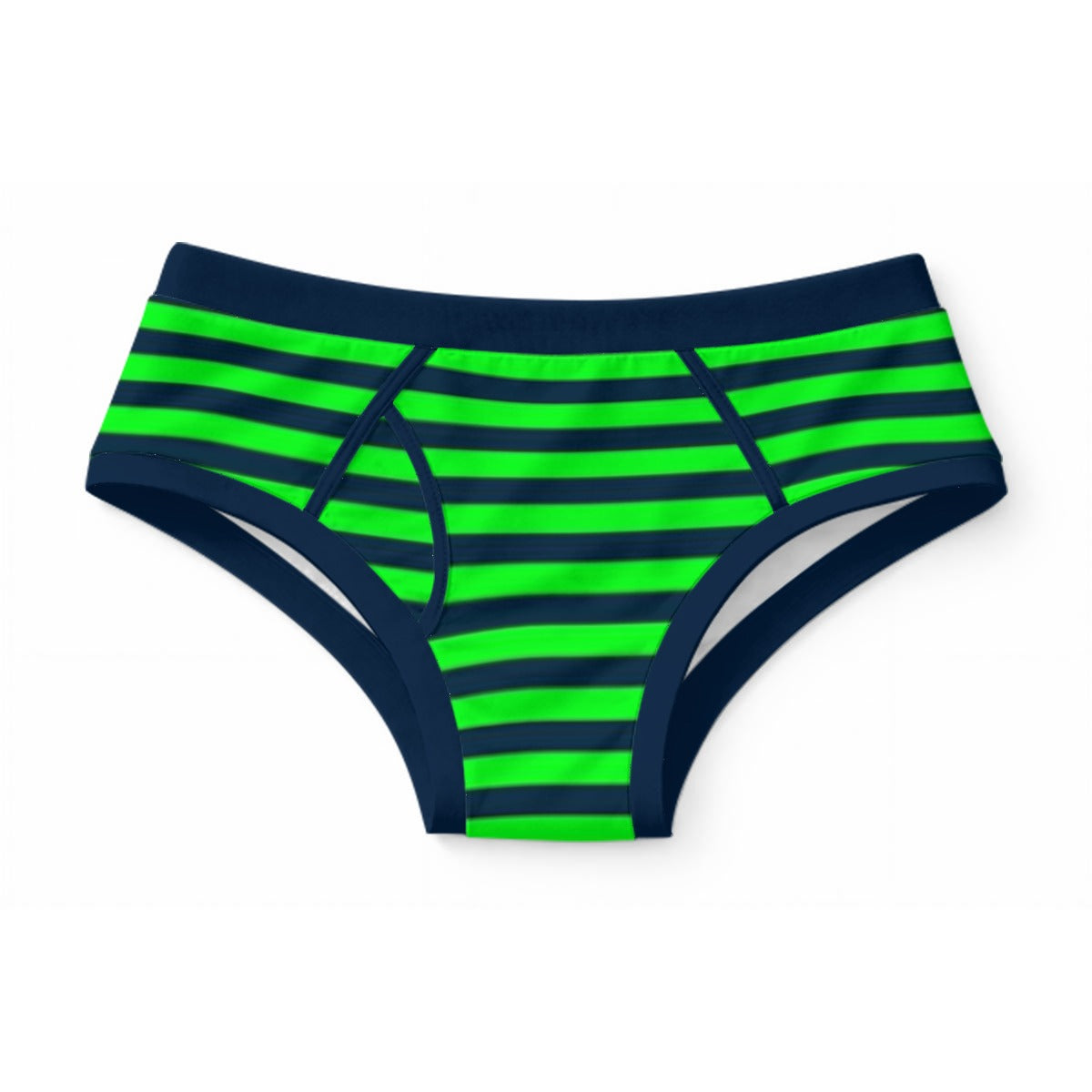 Taylor Boy Neon Green & Navy Striped Men's Briefs|Cotton