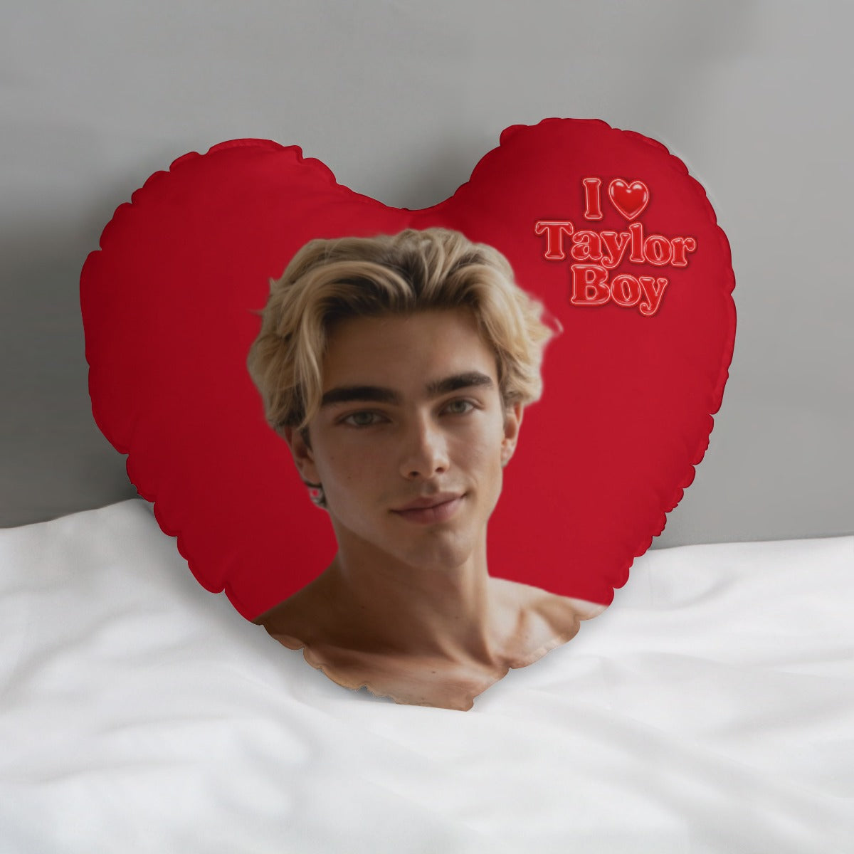 I Heart Taylor Selfie Pillow- Flirty -Heart-shaped pillow