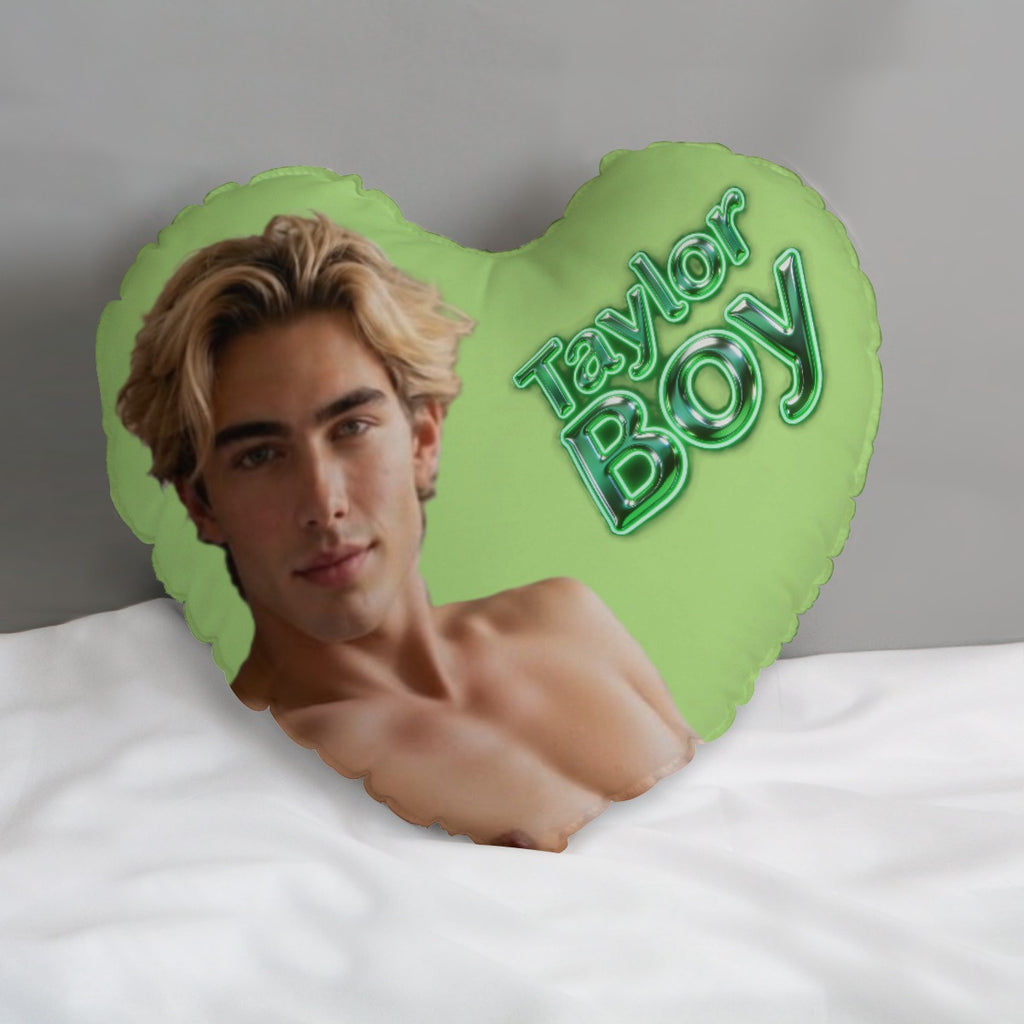 Taylor Boy Selfie Lime Green Heart-shaped pillow