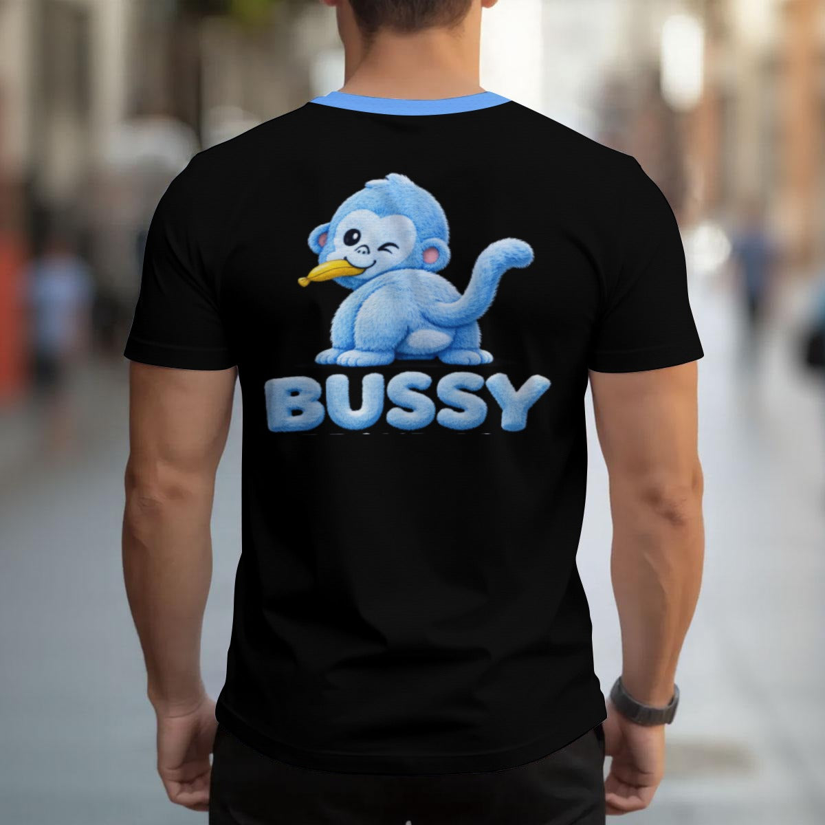 Bussy Monkey Men's T-shirt | Baby Blue Monkey