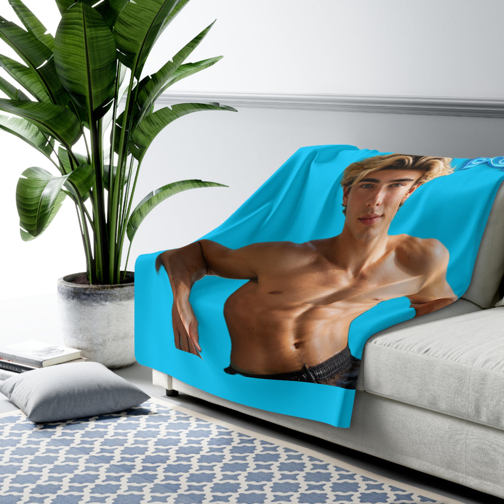 Sherpa Blanket — "Your Taylor Boy" Blue Photo Throw