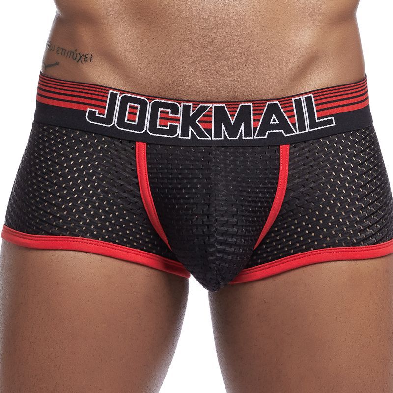 JOCKMAIL Mesh quick drying underwear for men, ice silk breathable youth square toe underwear, men's sanitary pants