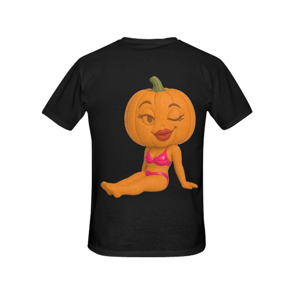 Halloween Lady Pumpkin Posing Women's T-shirt (USA Size) (T40)