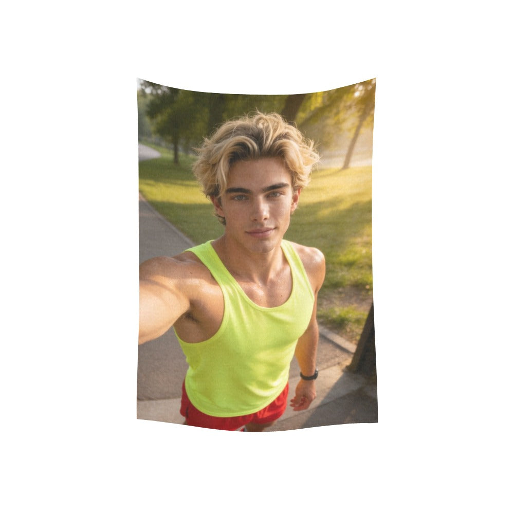 Taylor Boy™ Vertical Cotton Linen Tapestry — 40"x60" Fan‑Ready
