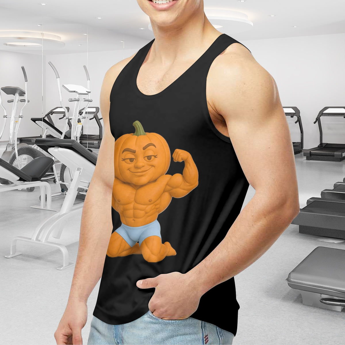 Halloween Flex Pumpkin Men's Tank Top Made in USA