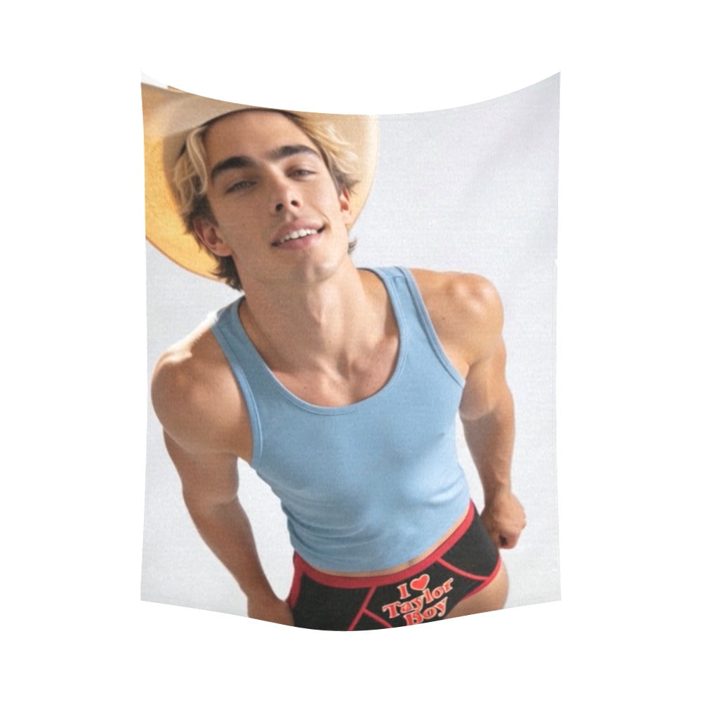 Taylor Boy™ 60"x80" Cotton Linen Wall Tapestry — Clean, Bold, Fan‑Ready