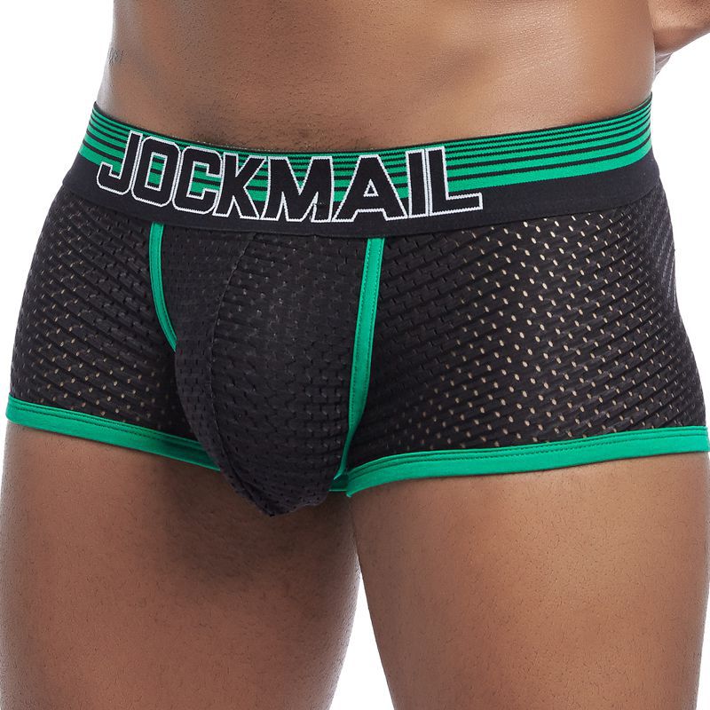 JOCKMAIL Mesh quick drying underwear for men, ice silk breathable youth square toe underwear, men's sanitary pants