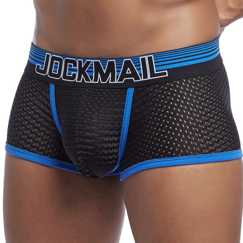 JOCKMAIL Mesh quick drying underwear for men, ice silk breathable youth square toe underwear, men's sanitary pants