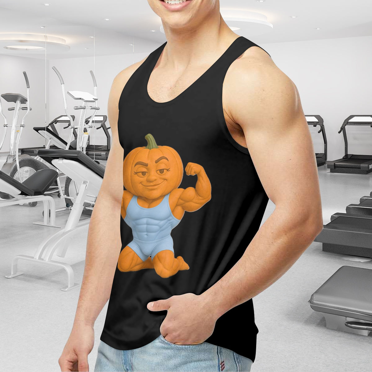 Halloween Flex Pumpkin Men's Tank Top Made in USA