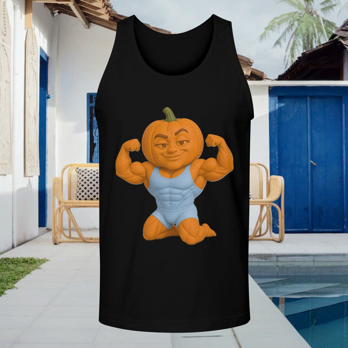 Halloween Flex Pumpkin Men's Tank Top Made in USA