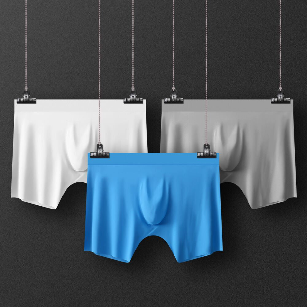 3pk Transparent Undies when wet! Ice Silk Men's Underwear Boxer Briefs For Men 3D Ultra Thin Comfortable Breathable Quick-Drying Panties 3pcs