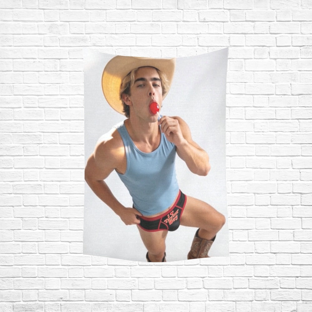 Taylor Boy™ Vertical Cotton Linen Tapestry — 40"x60" Fan‑Ready