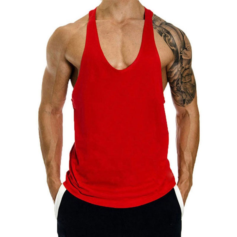 Fitness Tank Mens Loose Training Racerback Sleeveless Cotton Basketball Sports Tank Top Bodybuilding Trend