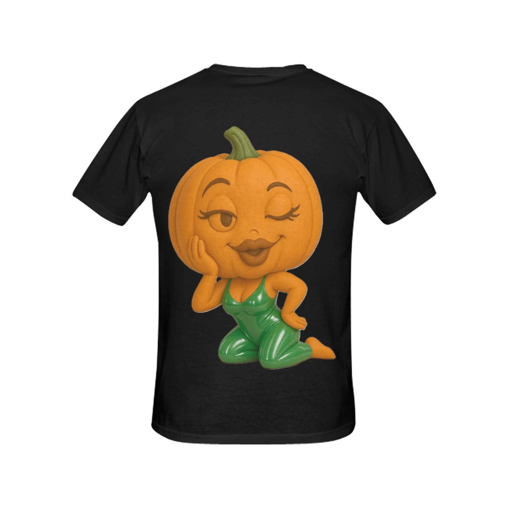 Halloween Lady Pumpkin Posing Women's T-shirt (USA Size) (T40)