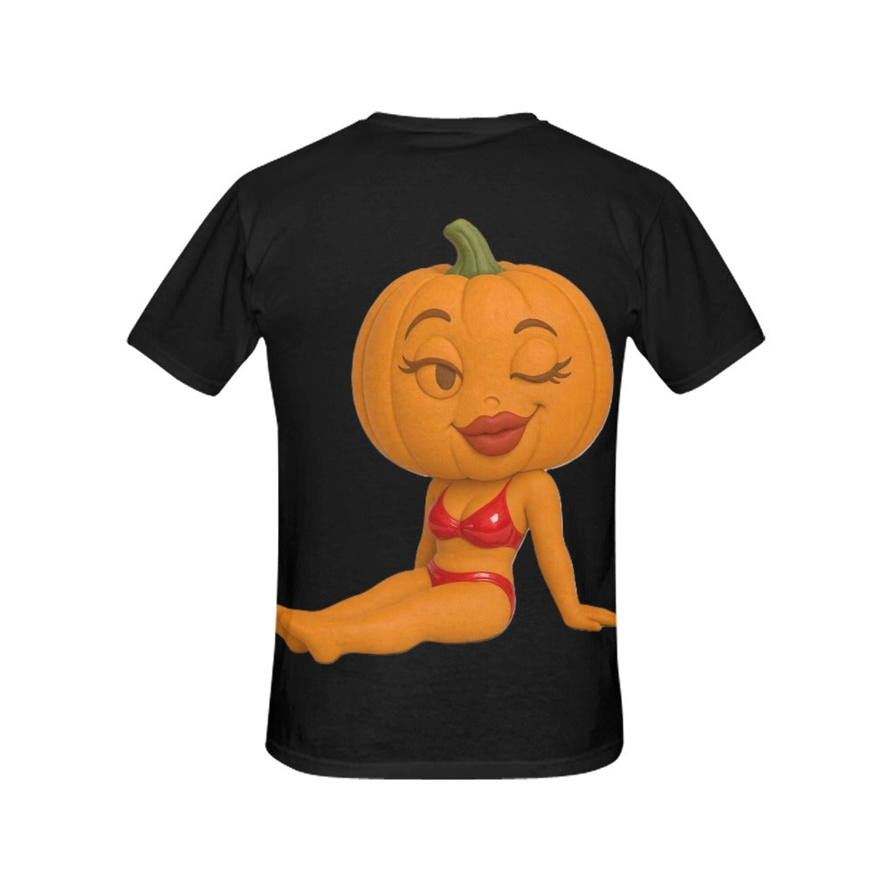 Halloween Lady Pumpkin Posing Women's T-shirt (USA Size) (T40)