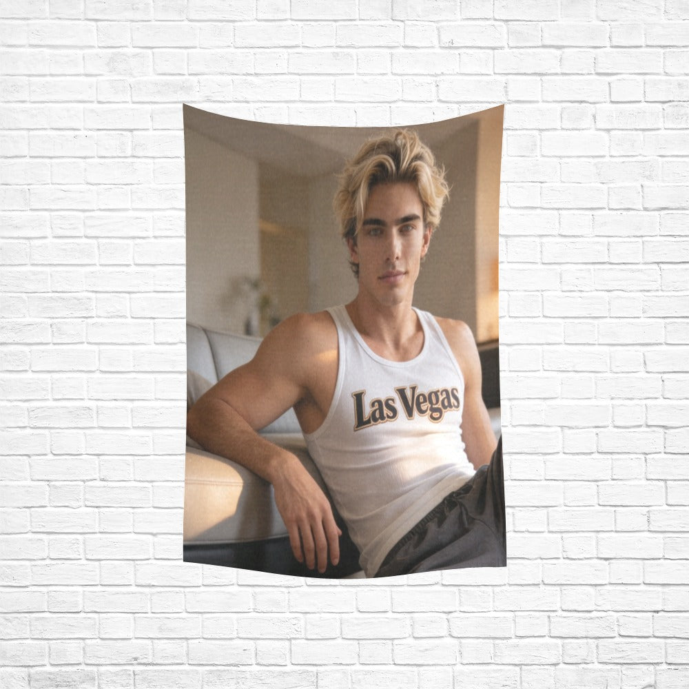 Taylor Boy™ Vertical Cotton Linen Tapestry — 40"x60" Fan‑Ready