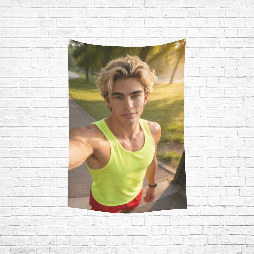 Taylor Boy™ Vertical Cotton Linen Tapestry — 40"x60" Fan‑Ready