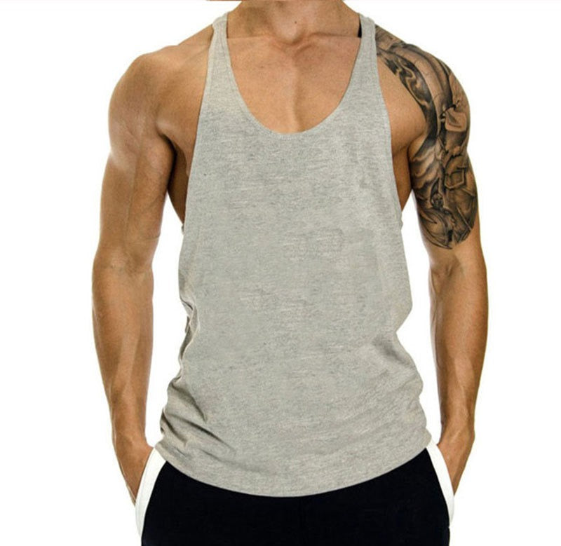 Fitness Tank Mens Loose Training Racerback Sleeveless Cotton Basketball Sports Tank Top Bodybuilding Trend