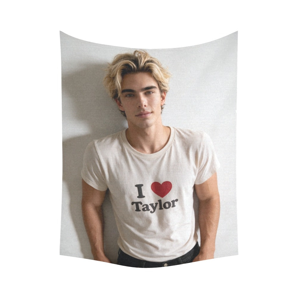 Taylor Boy™ 60"x80" Cotton Linen Wall Tapestry — Clean, Bold, Fan‑Ready