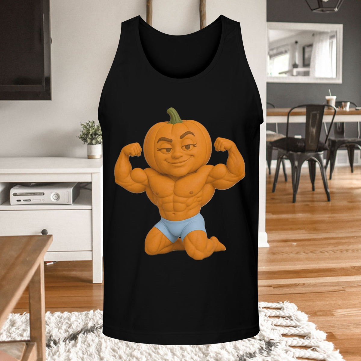 Halloween Flex Pumpkin Men's Tank Top Made in USA