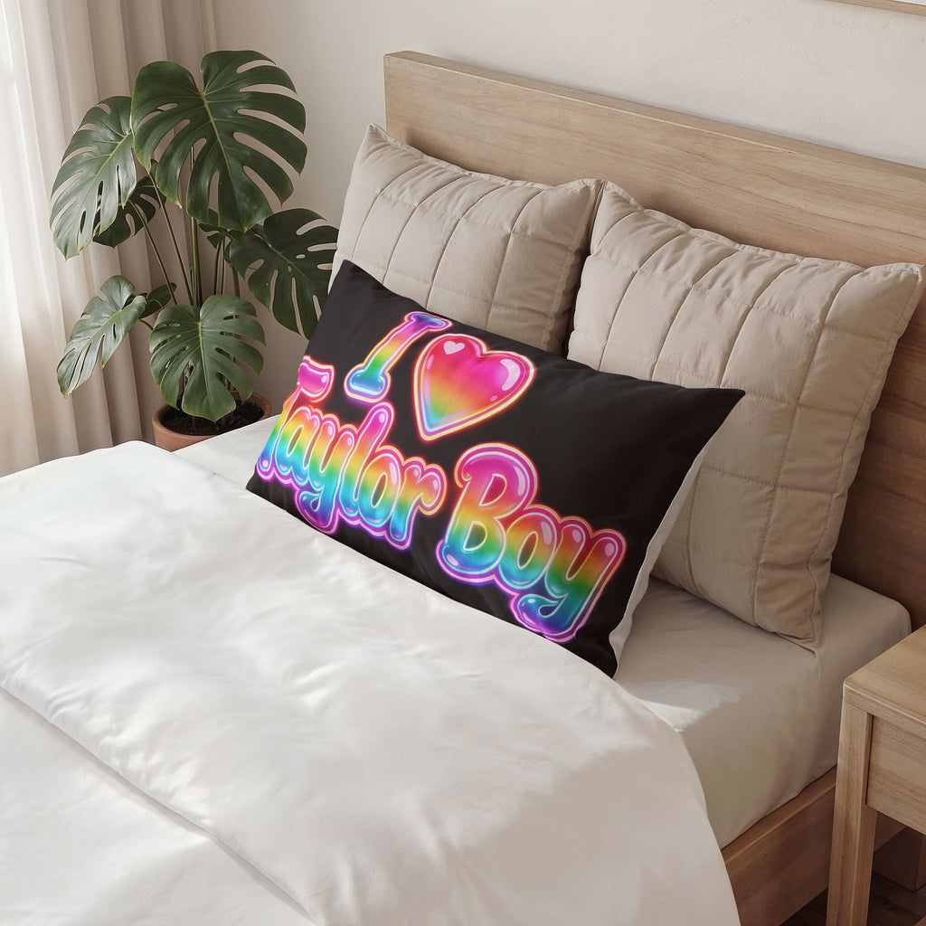 I Heart Taylor Boy Pillow Sham — Rainbow Retro Graphic Cotton Pillowcase