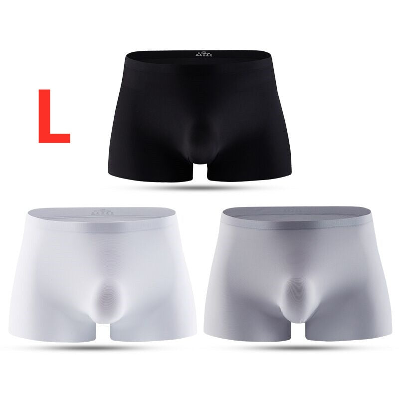 3pk Transparent Undies when wet! Ice Silk Men's Underwear Boxer Briefs For Men 3D Ultra Thin Comfortable Breathable Quick-Drying Panties 3pcs