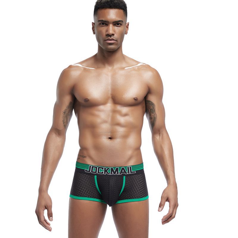 JOCKMAIL Mesh quick drying underwear for men, ice silk breathable youth square toe underwear, men's sanitary pants