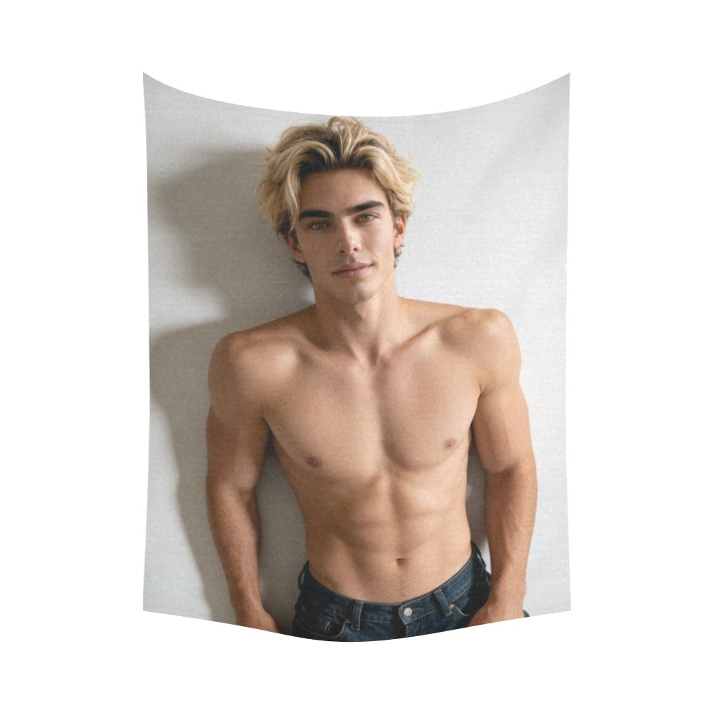 Taylor Boy™ 60"x80" Cotton Linen Wall Tapestry — Clean, Bold, Fan‑Ready