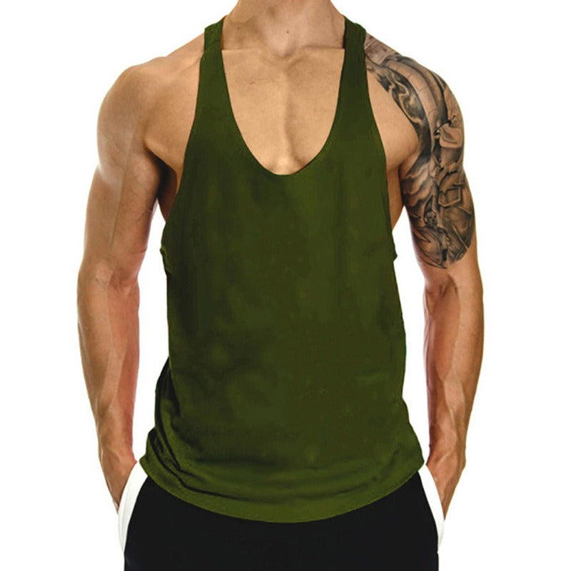 Fitness Tank Mens Loose Training Racerback Sleeveless Cotton Basketball Sports Tank Top Bodybuilding Trend