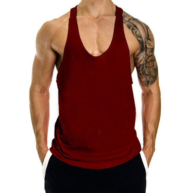 Fitness Tank Mens Loose Training Racerback Sleeveless Cotton Basketball Sports Tank Top Bodybuilding Trend