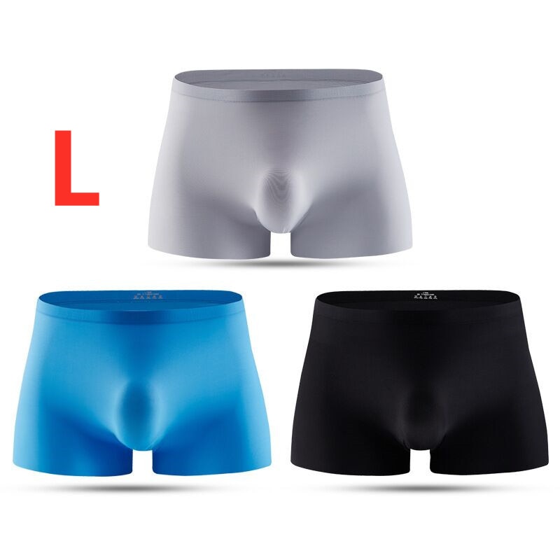 3pk Transparent Undies when wet! Ice Silk Men's Underwear Boxer Briefs For Men 3D Ultra Thin Comfortable Breathable Quick-Drying Panties 3pcs