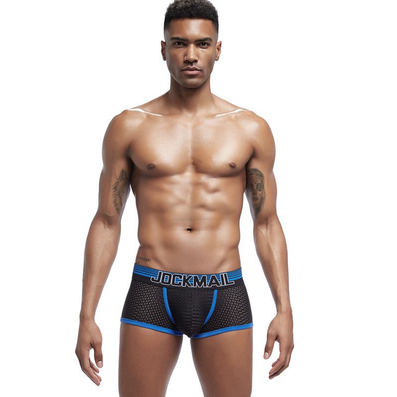 JOCKMAIL Mesh quick drying underwear for men, ice silk breathable youth square toe underwear, men's sanitary pants